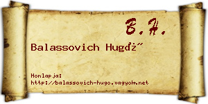 Balassovich Hugó névjegykártya